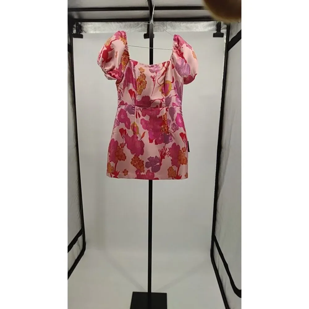Lulu's Pink Floral Puff Sleeve Dress - Picture 2 of 3